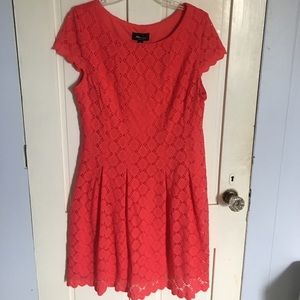 Knee length, lightweight dress, coral color